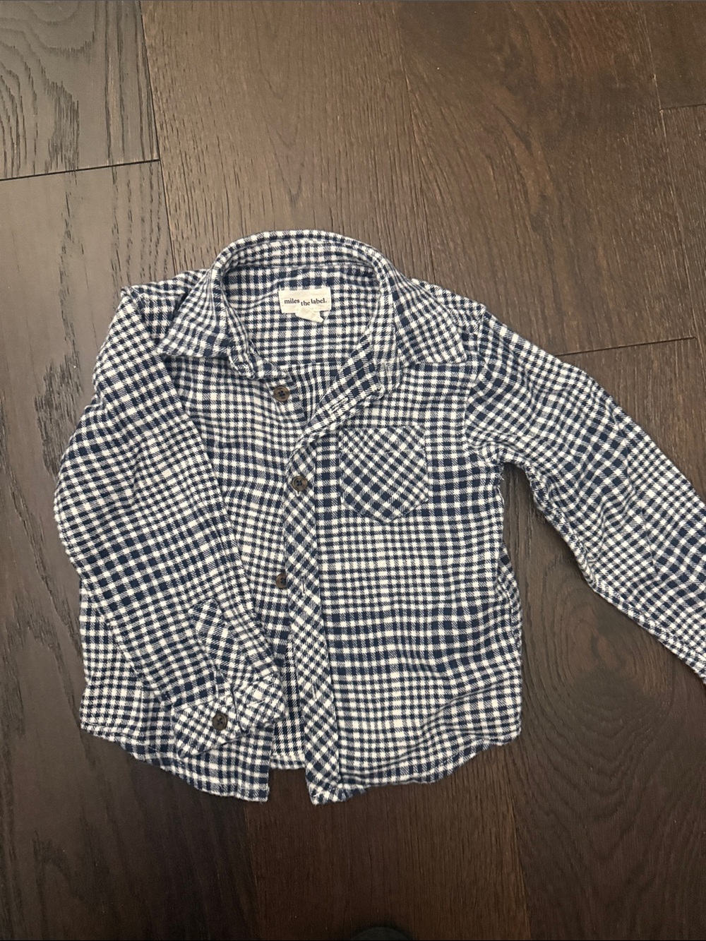 Miles the Label. Boys flannel Navy & White Button-Up Shirt